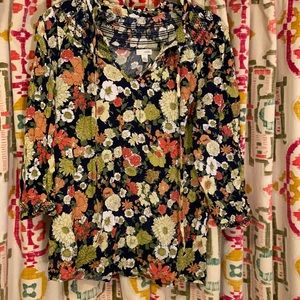 Anthropologie 3/4 sleeve floral blouse
